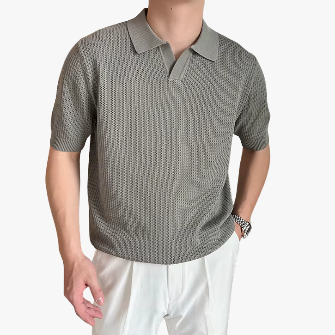 OPEN-KNIT POLO SHIRT