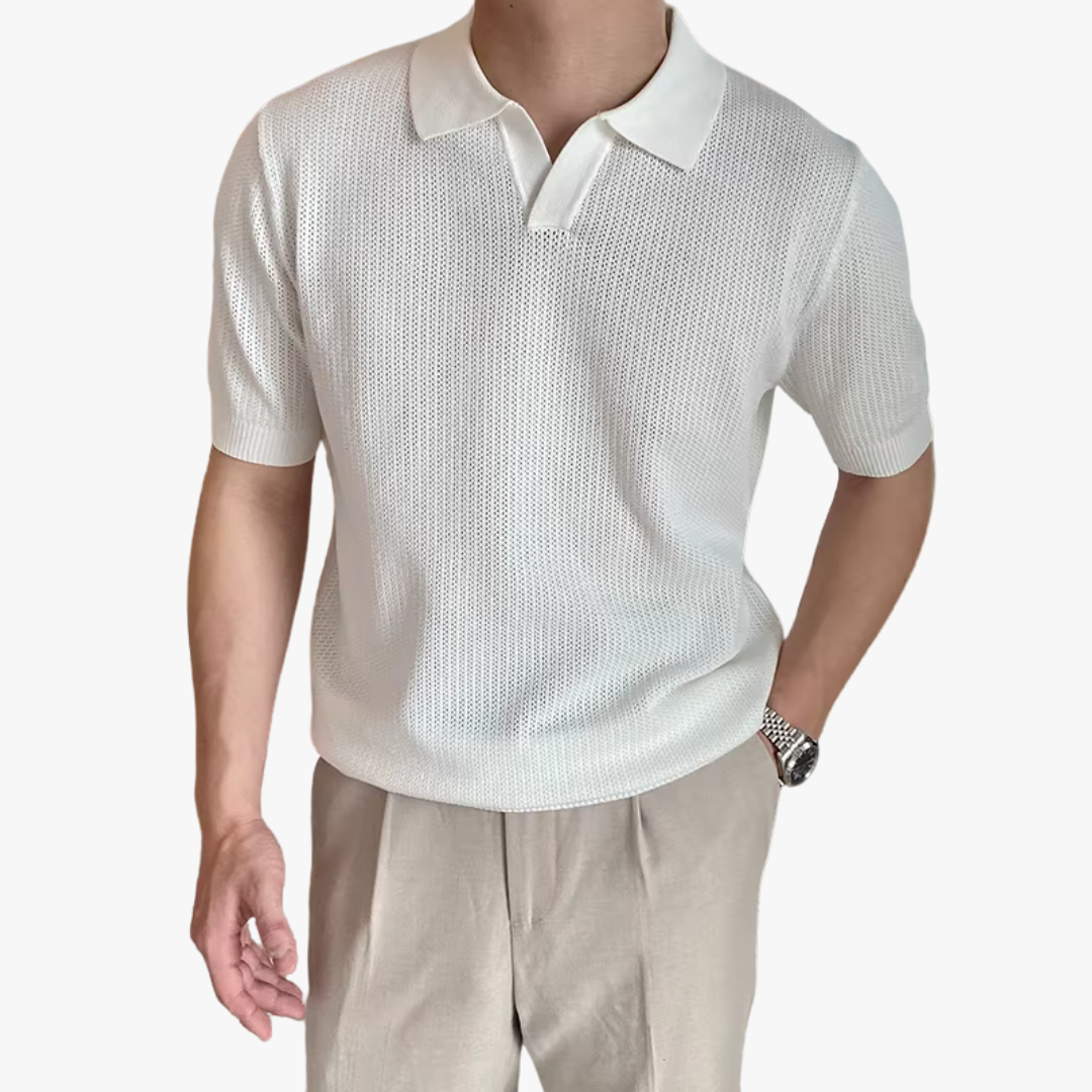 OPEN-KNIT POLO SHIRT