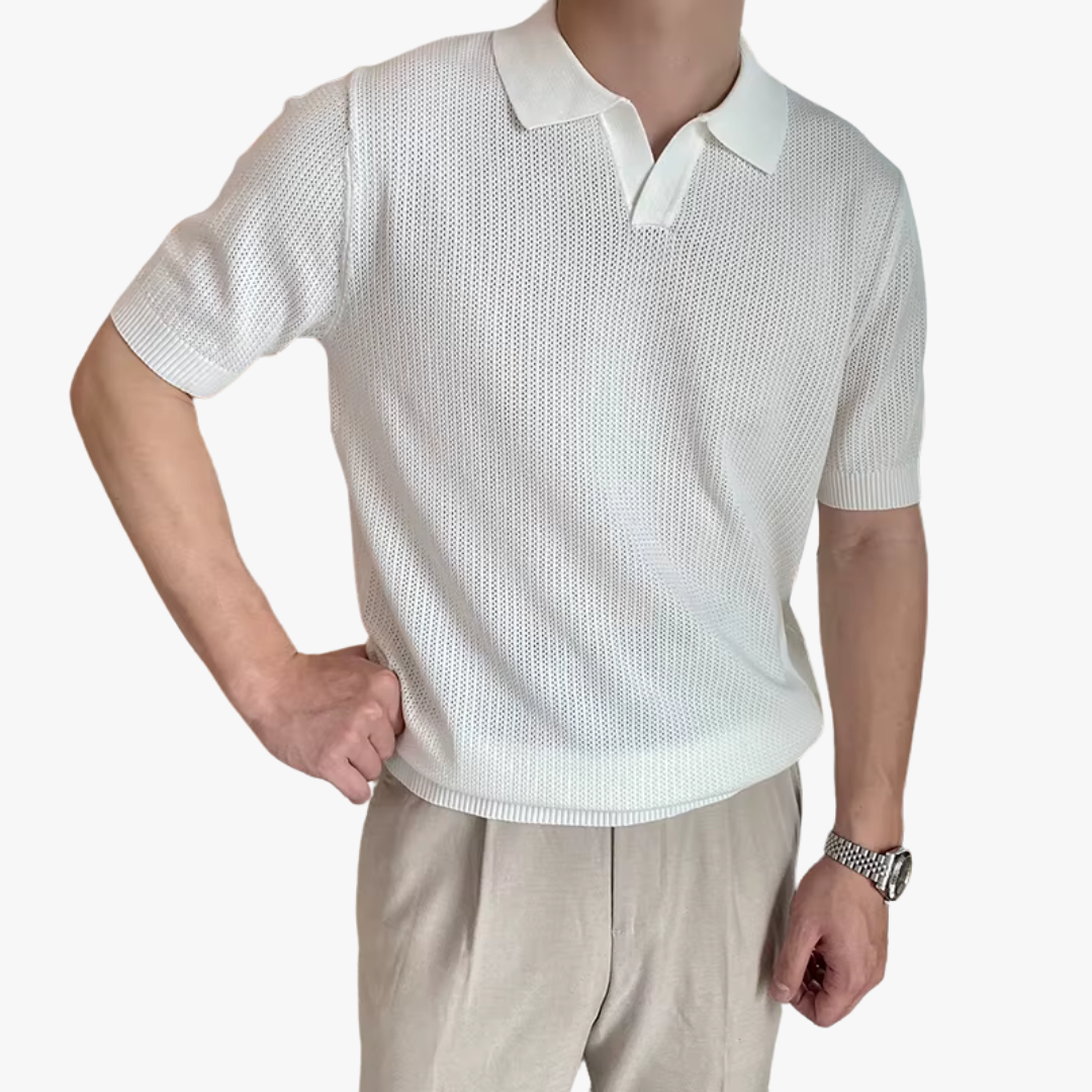 OPEN-KNIT POLO SHIRT