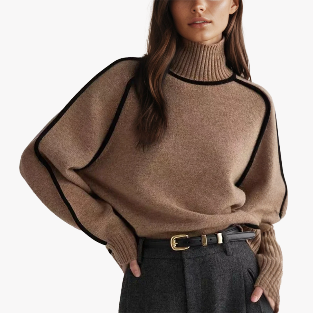 MADDIE STRIPED RIBBED TURTLENECK