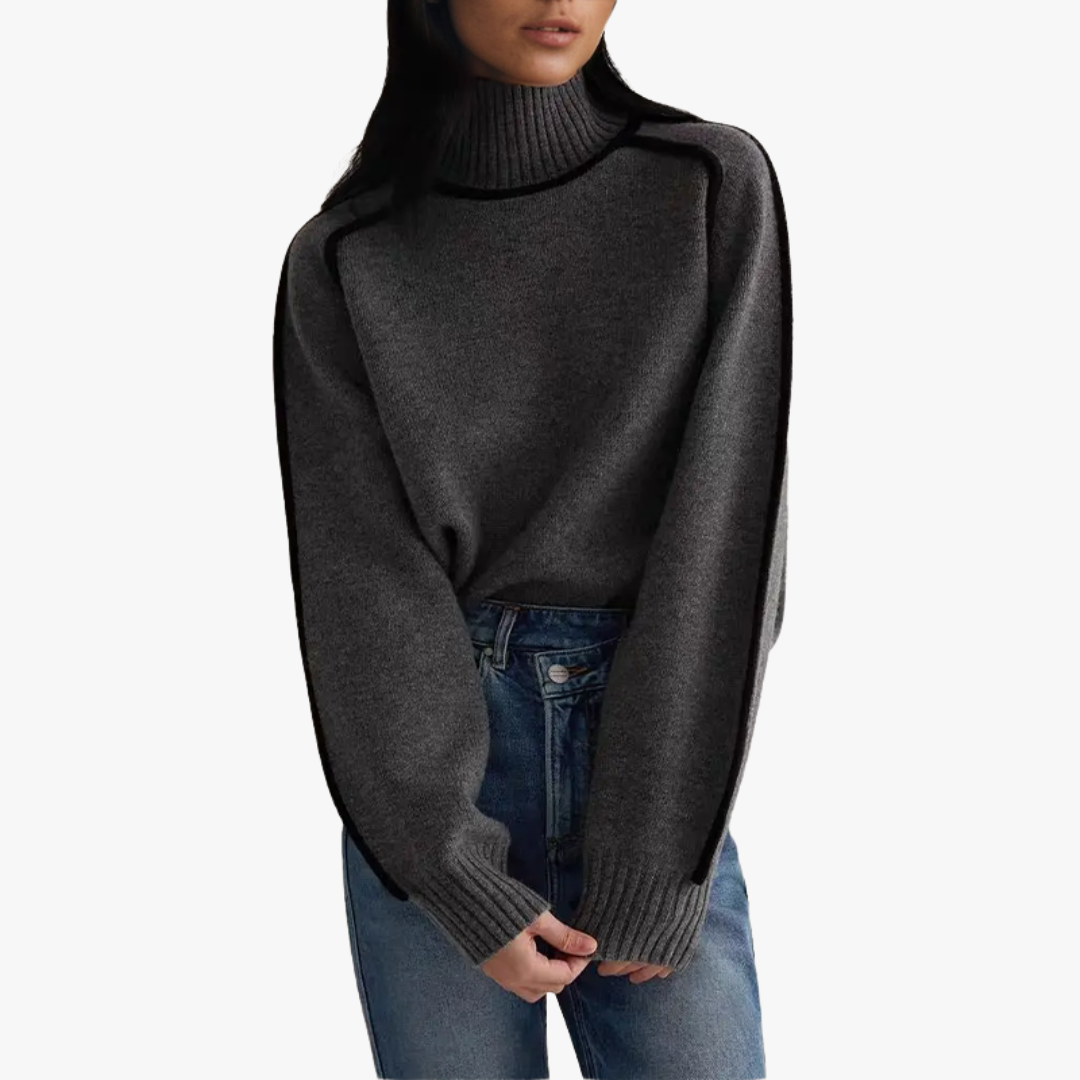MADDIE STRIPED RIBBED TURTLENECK