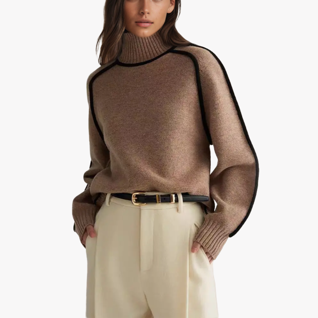 MADDIE STRIPED RIBBED TURTLENECK