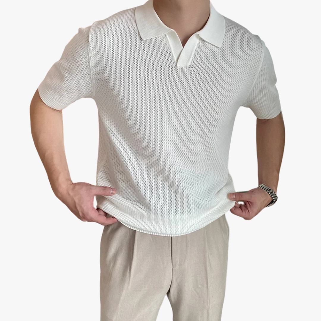 OPEN-KNIT POLO SHIRT