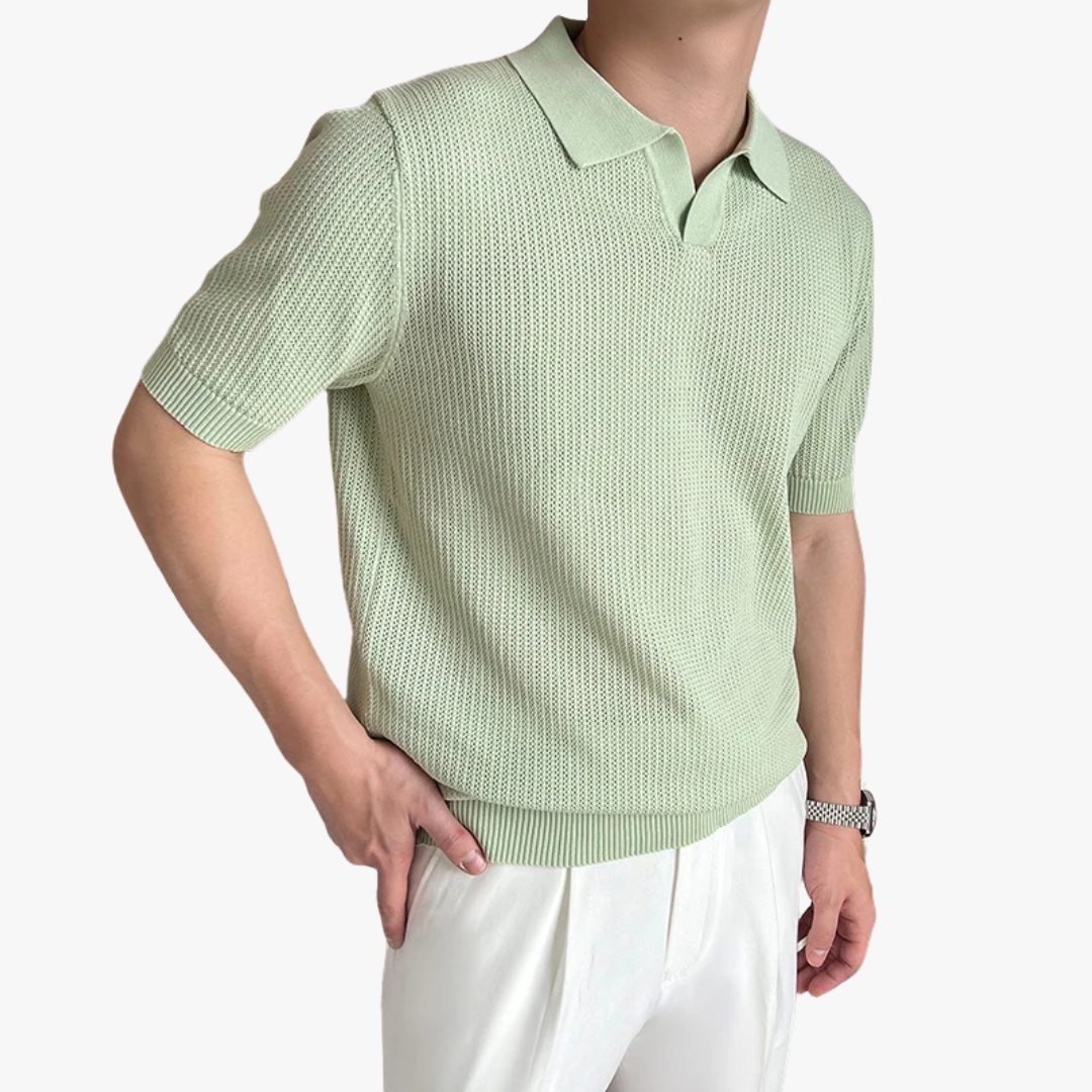 OPEN-KNIT POLO SHIRT