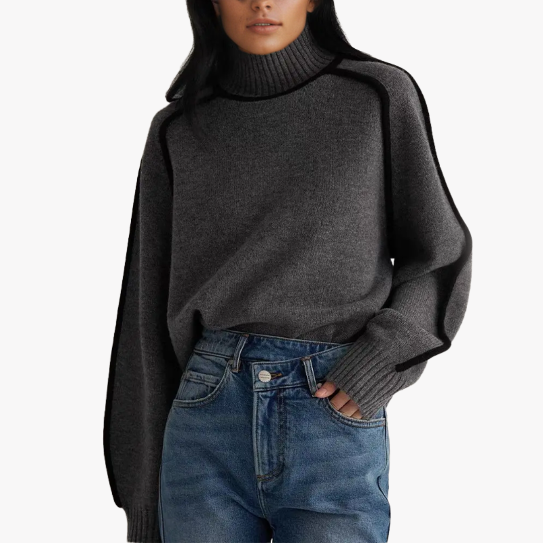 MADDIE STRIPED RIBBED TURTLENECK