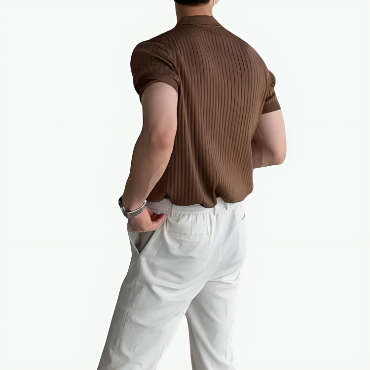 RETRO RIB-KNIT POLO SHIRT
